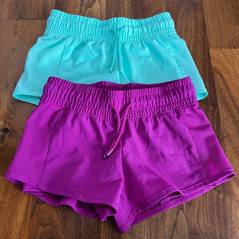 [NWOT] {Set of 2} All in Motion Girls Running Shorts S(6/7) in Purple and Teal